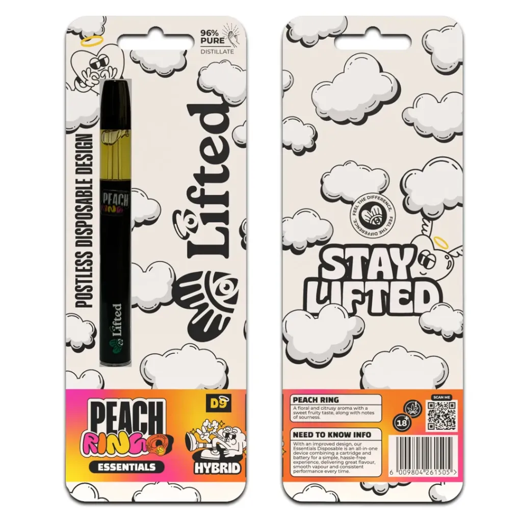 Lifted Distillate Disposable Vapes 1ml - Peach Ring (Hybrid)